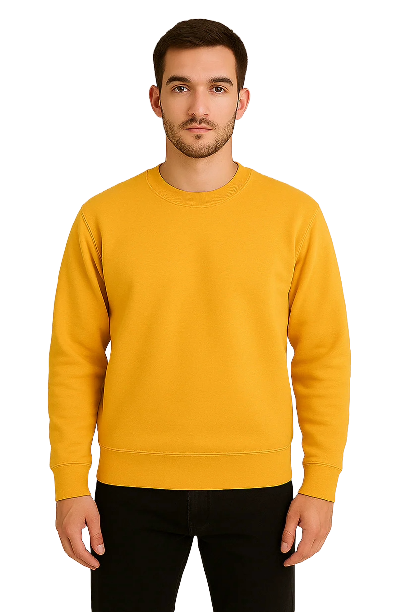 Men's Gold Yellow Crewneck Sweater | Soft, Everyday Cotton Sweatshirt