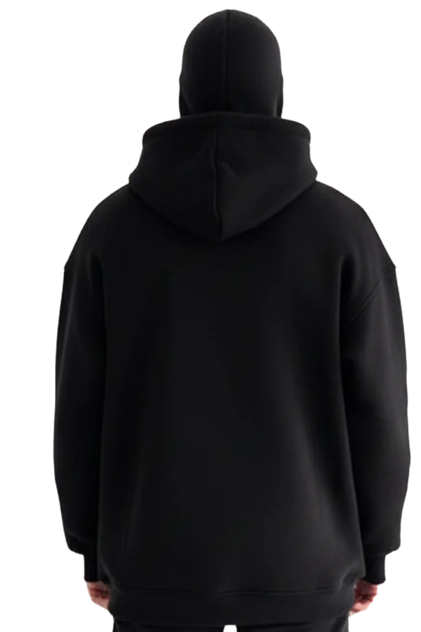 Black Hoodie with Integrated Mask – Simple and Stylish