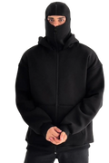 Black Hoodie with Integrated Mask – Simple and Stylish