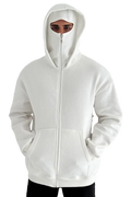 Tech Fleece Hoodie in White – Light Warmth with Mask Detail