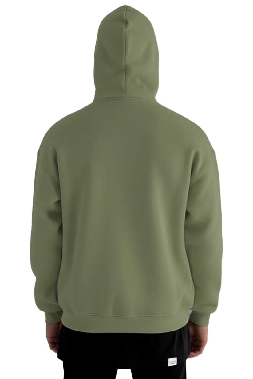 Tech Fleece Olive Hoodie – Lightweight Warmth with Mask Feature