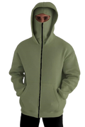 Tech Fleece Olive Hoodie – Lightweight Warmth with Mask Feature