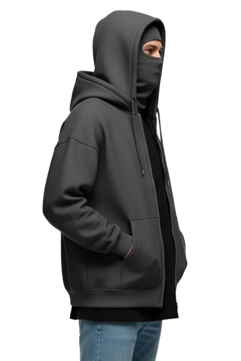 Tech Fleece Dark Grey Hoodie – Lightweight Warmth with Mask