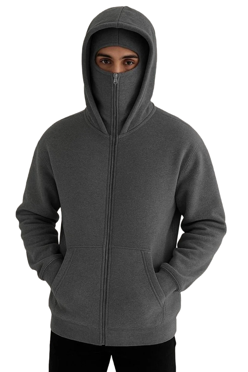 Tech Fleece Dark Grey Hoodie – Lightweight Warmth with Mask