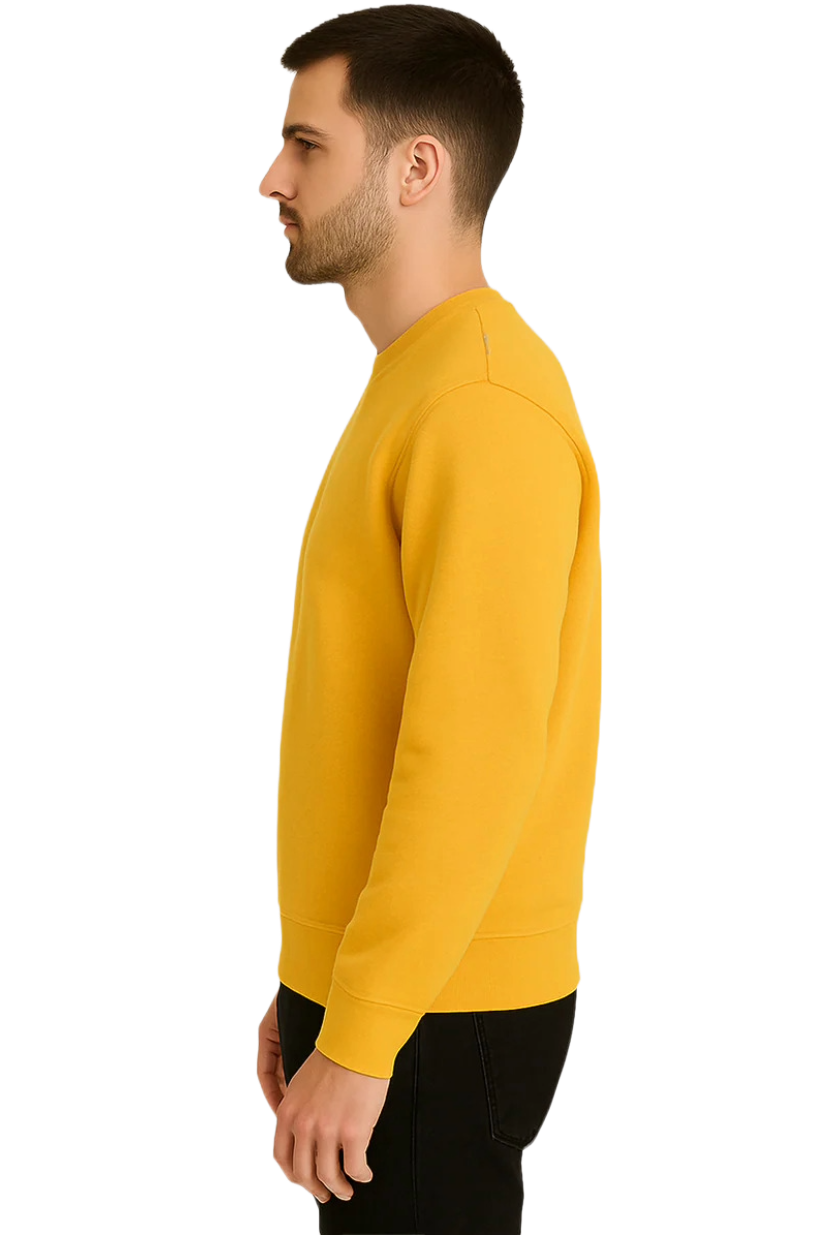 Men's Gold Yellow Crewneck Sweater | Soft, Everyday Cotton Sweatshirt