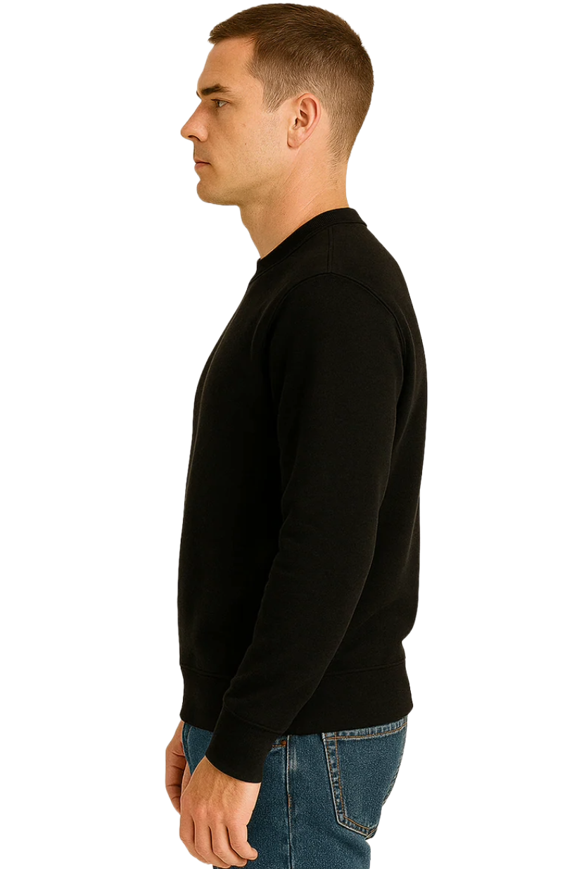 Men's Black Crewneck Sweatshirt | Everyday Warm Cotton Jumper Pullover