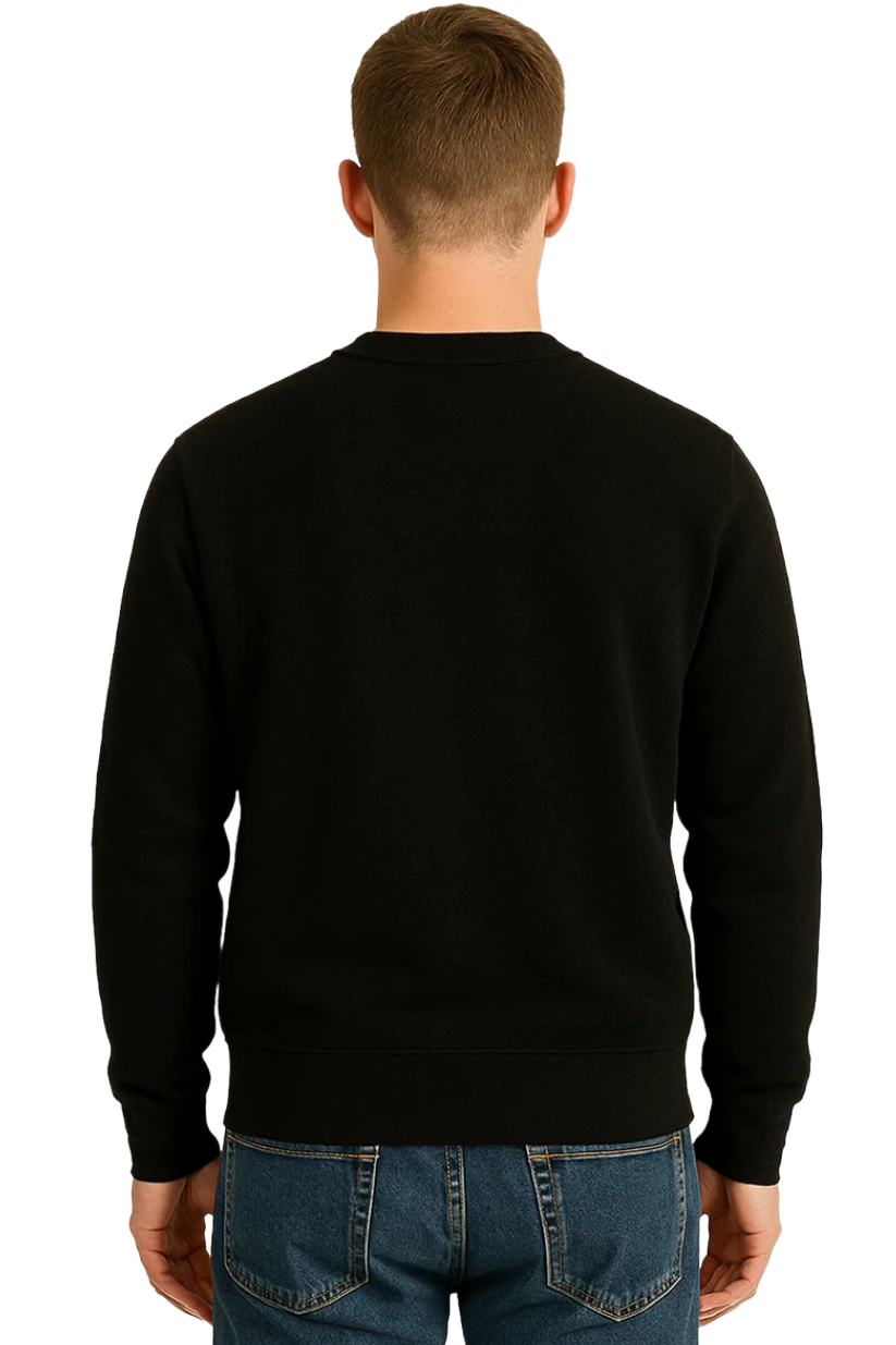 Men's Black Crewneck Sweatshirt | Everyday Warm Cotton Jumper Pullover