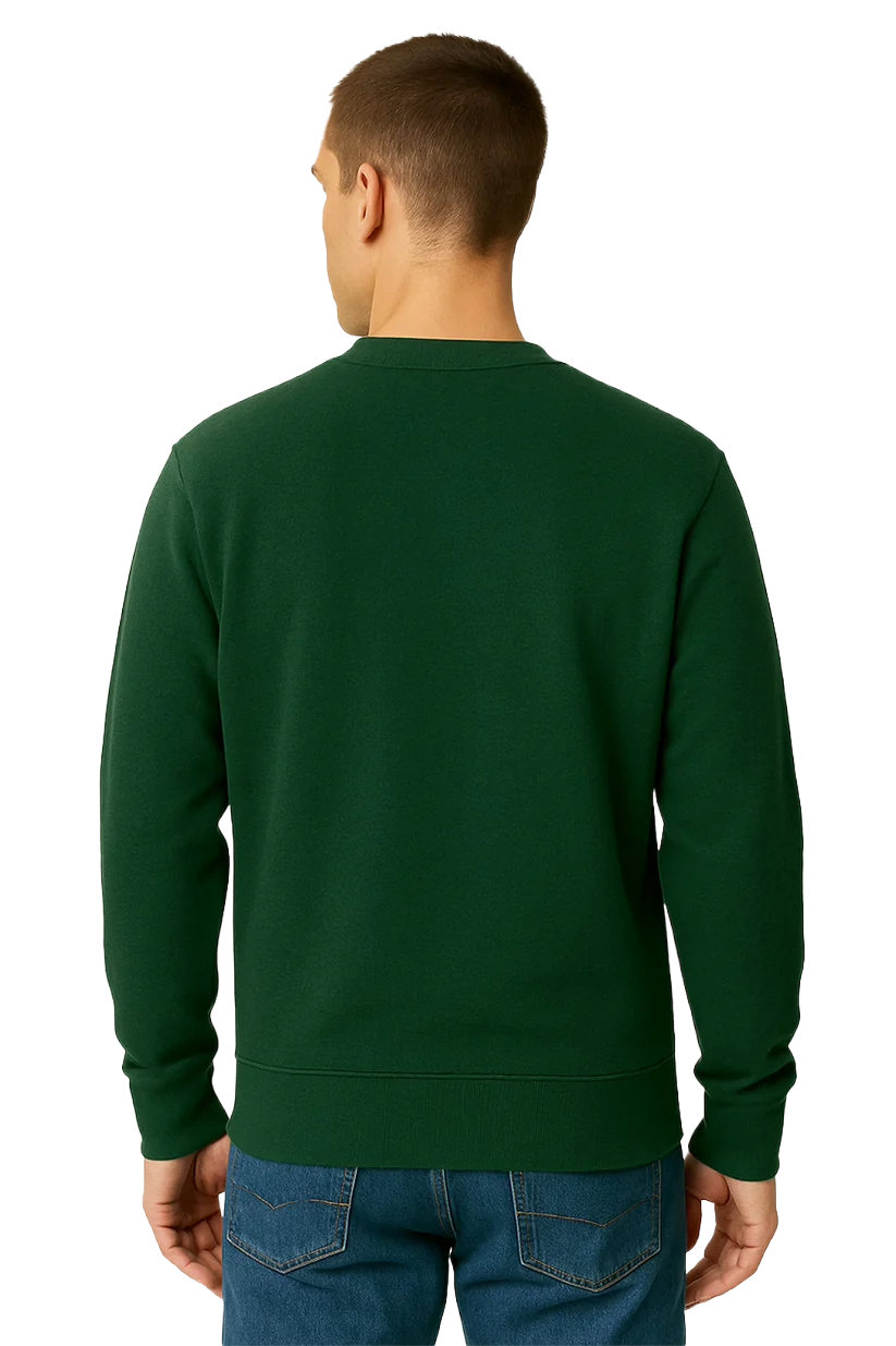 Men's Forest Green Crewneck Sweater | Premium Soft Cotton Jumper | Classic Fit