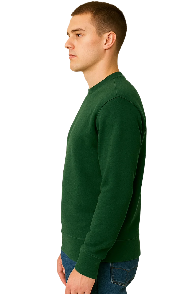 Men's Forest Green Crewneck Sweater | Premium Soft Cotton Jumper | Classic Fit