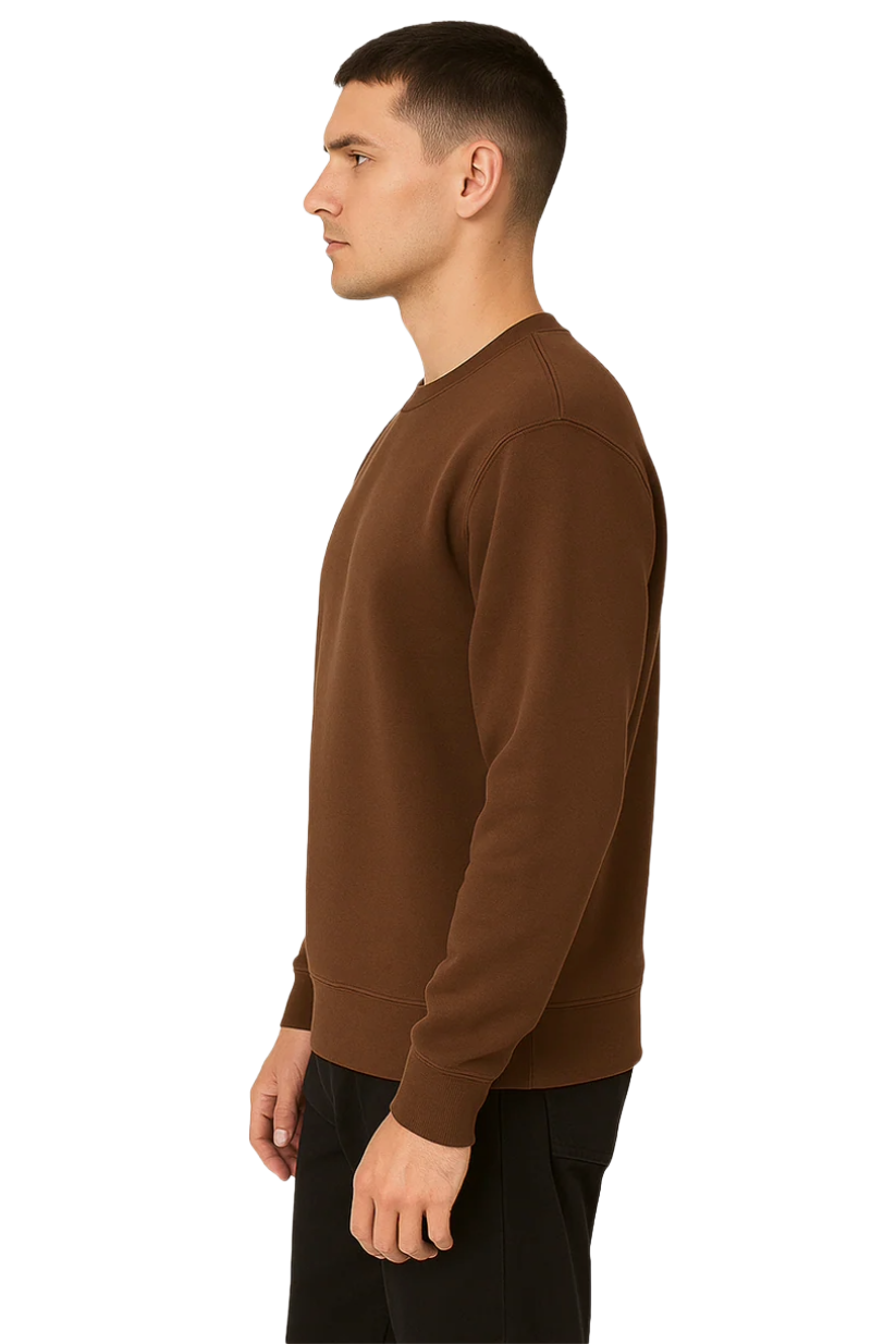 Brown Crewneck Sweatshirt for Men | Cotton Pullover Jumper | Soft Knit