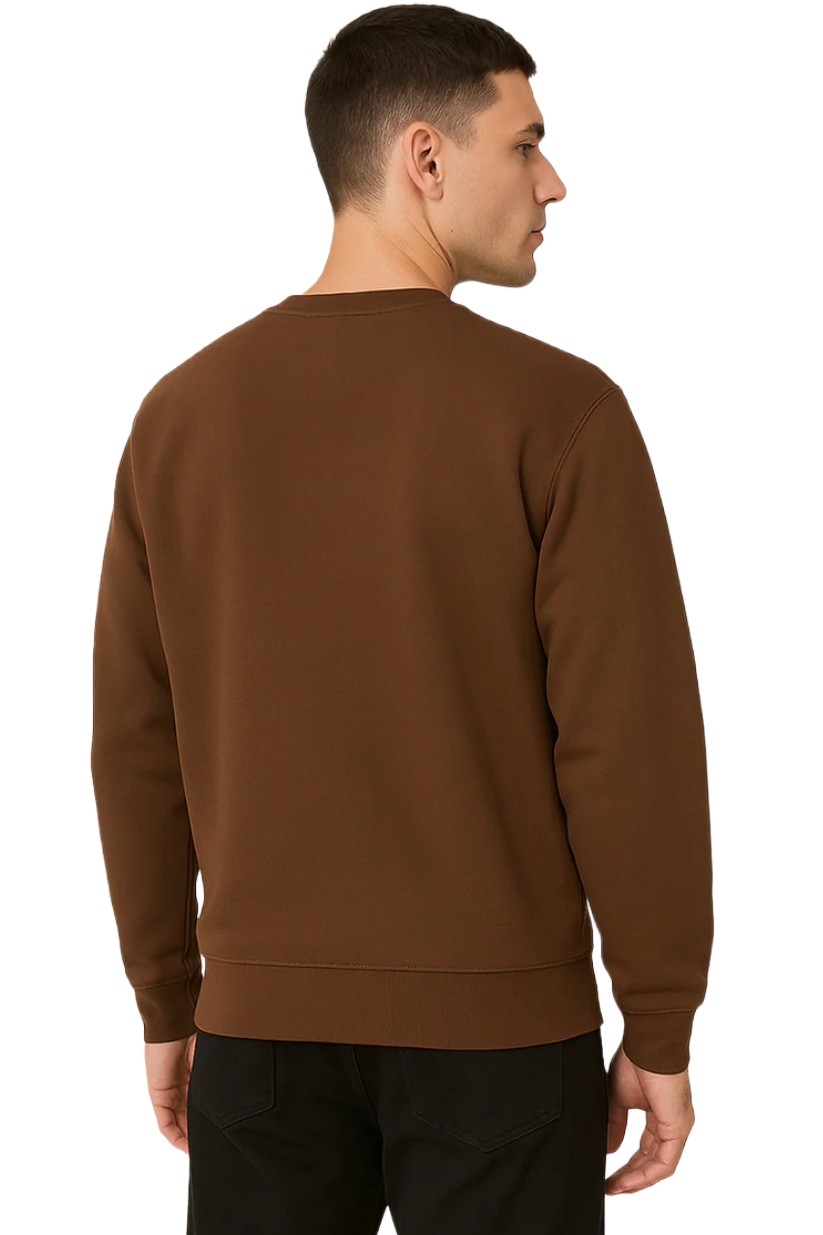 Brown Crewneck Sweatshirt for Men | Cotton Pullover Jumper | Soft Knit