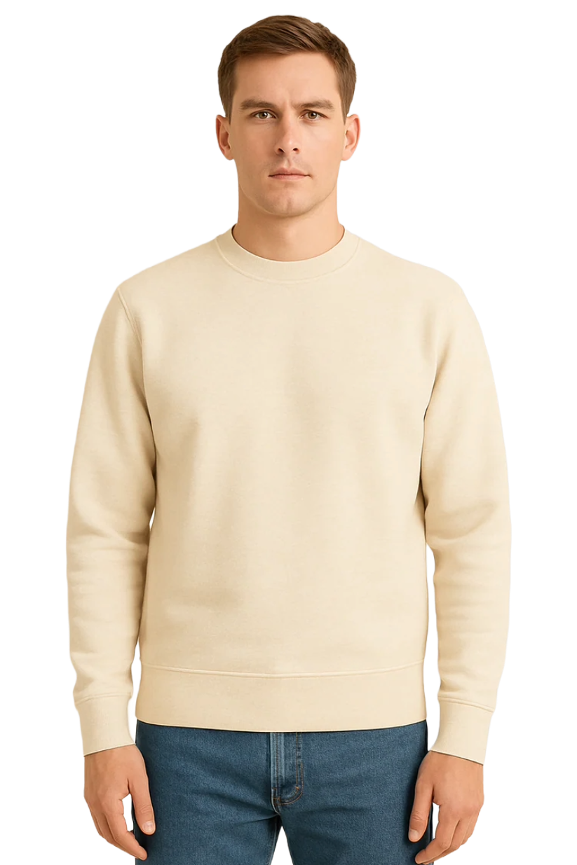 Plain Cream Sweatshirt | Simple Crew Neck, Everyday Comfort