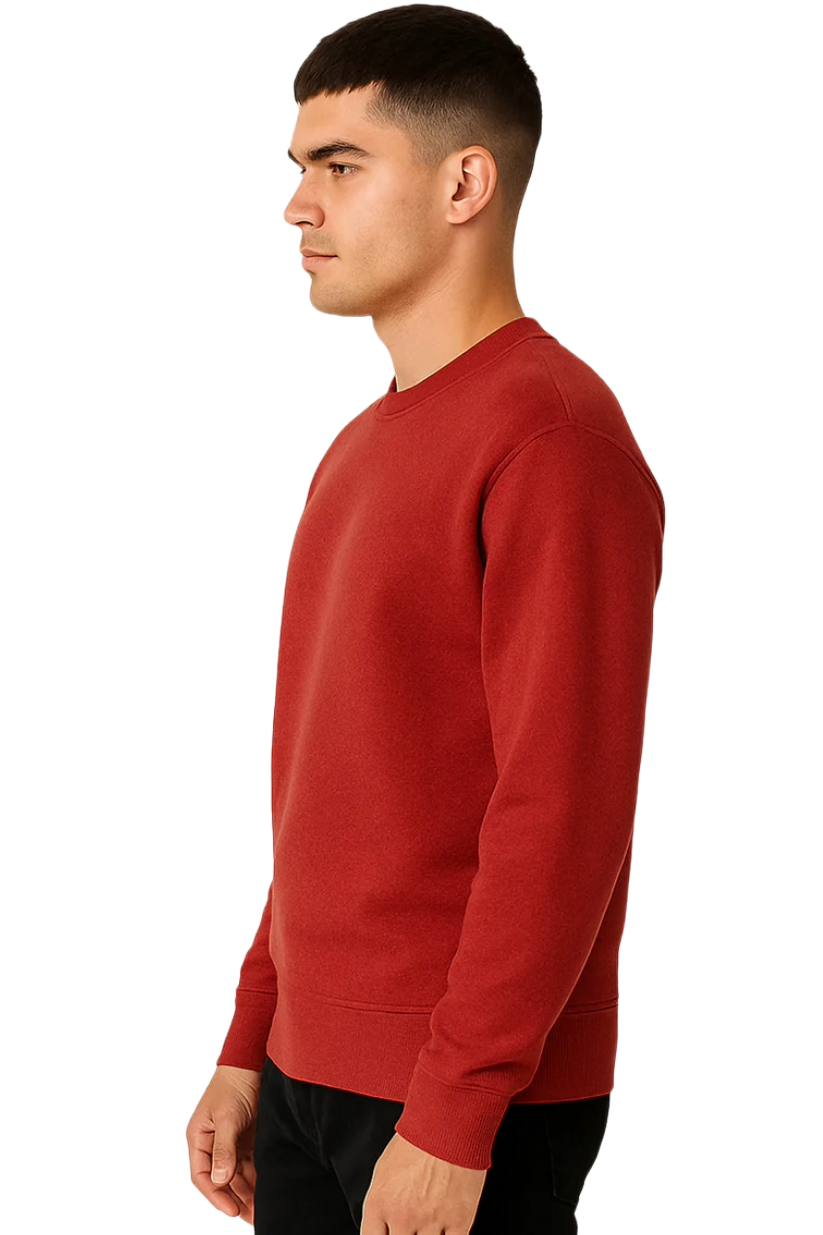 Men's Simple Red Pullover Sweatshirt