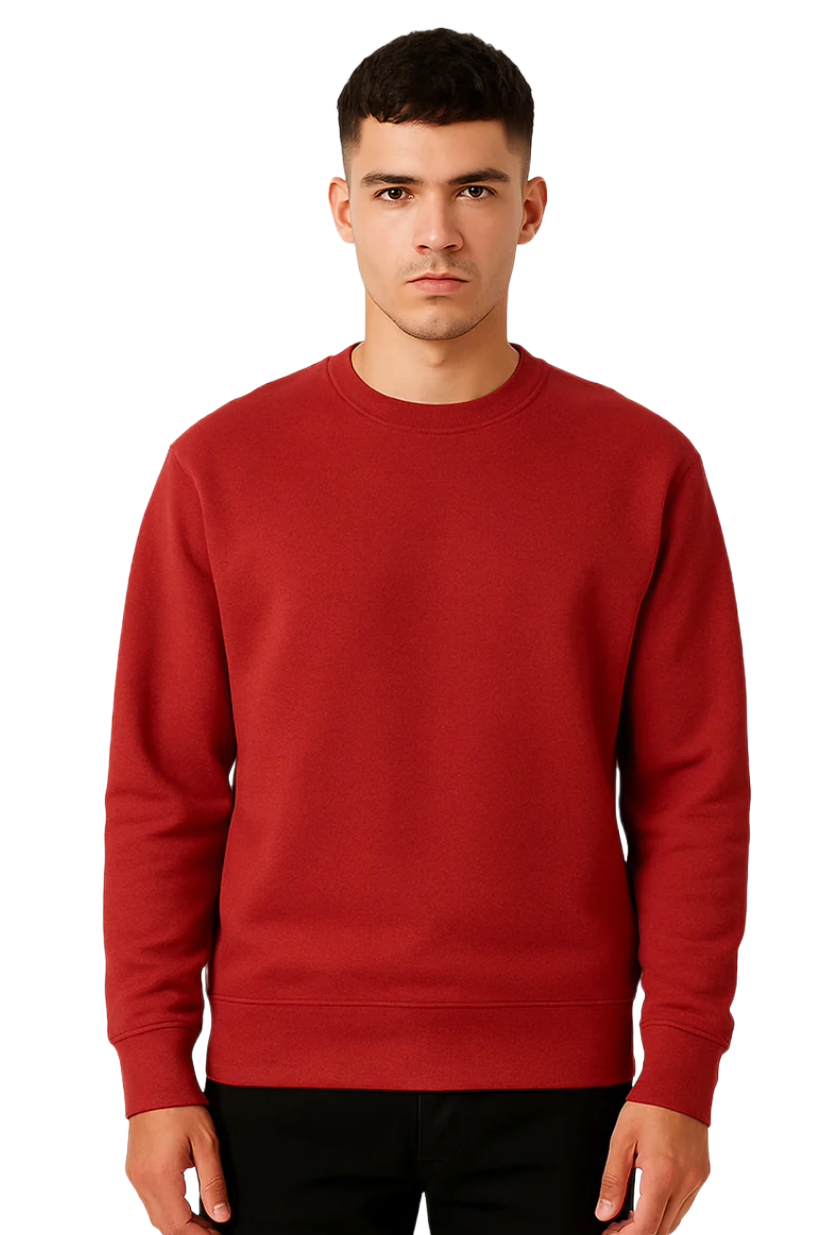 Men's Simple Red Pullover Sweatshirt
