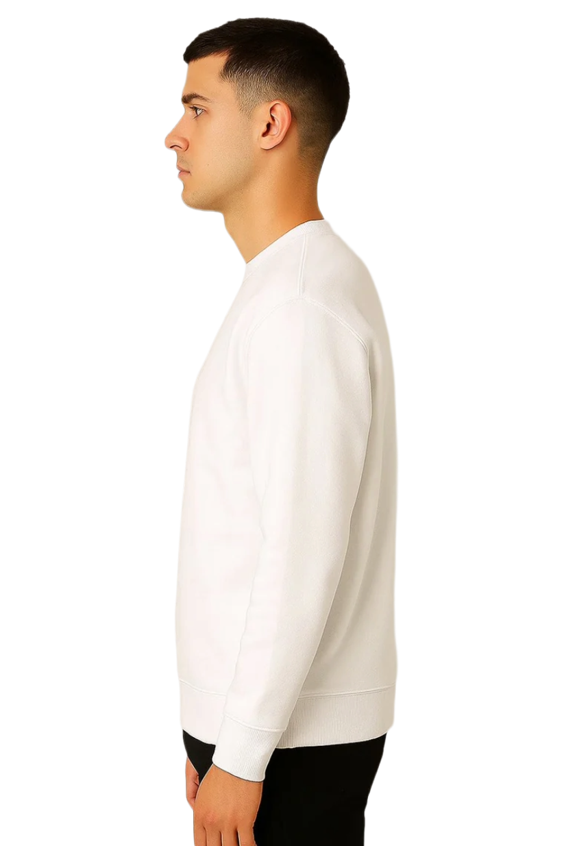 Men's White Sweatshirt | Clean Fit Cotton