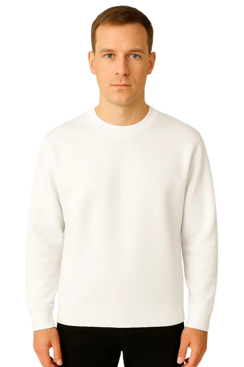 Men's White Sweatshirt | Clean Fit Cotton