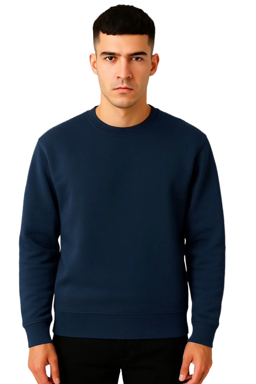 Premium Cotton Sweatshirt in Navy | Simple Style