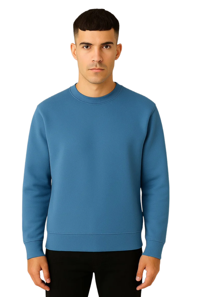 Men's Sea Blue Sweatshirt | Cotton Soft Knit Comfort