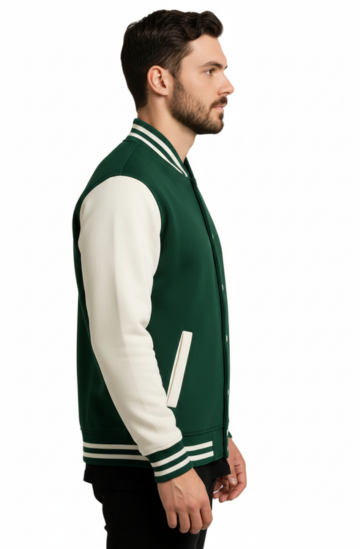 Green Baseball Jacket  – Comfortable Sleeves & Classic Fit