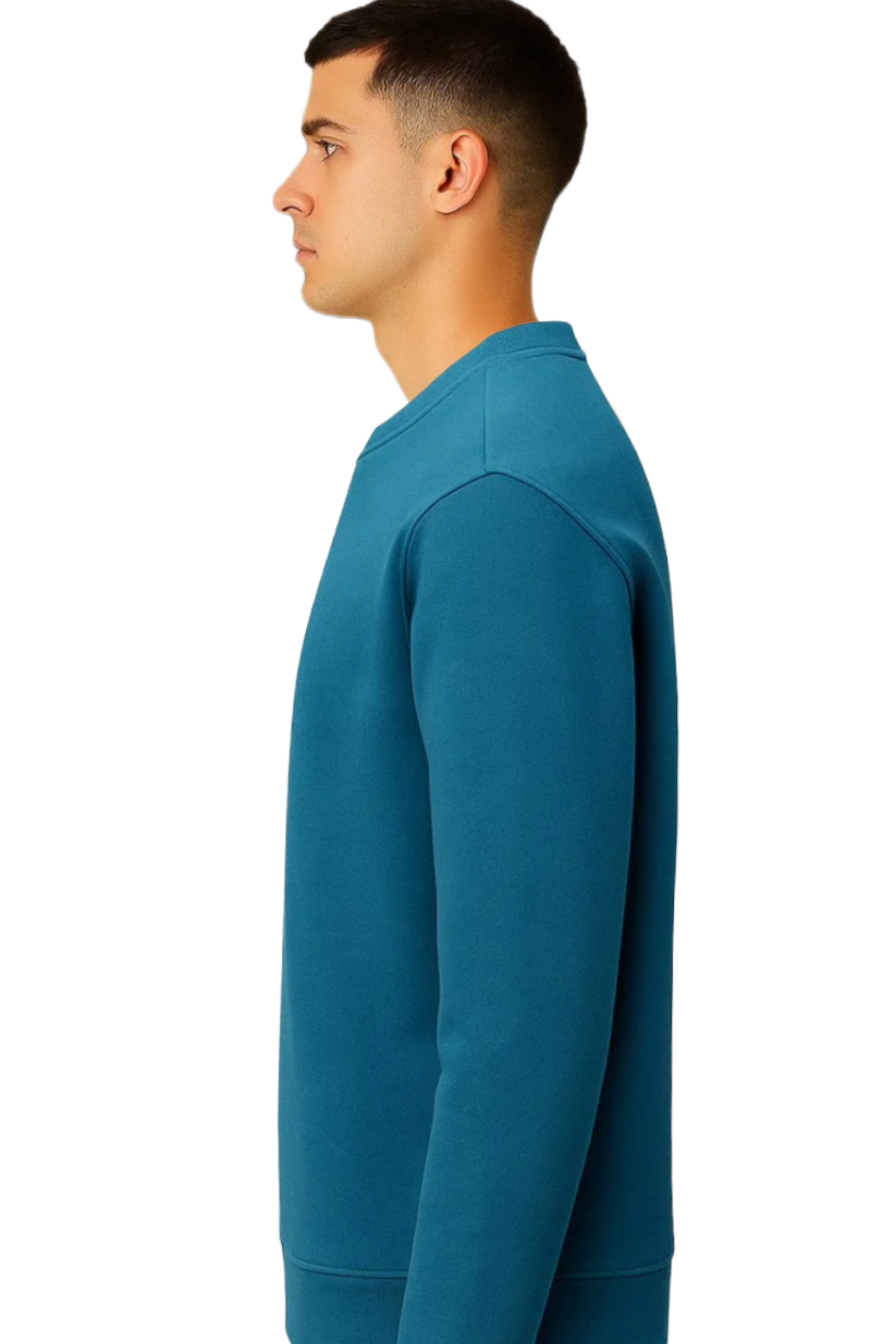 Men's Sea Blue Sweatshirt | Cotton Soft Knit Comfort
