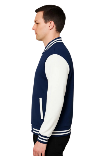 Dark Blue and White Baseball Jacket – The Perfect Mid-Layer