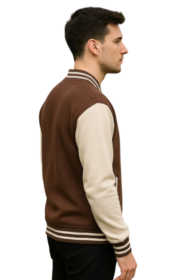Brown and Cream Baseball Jacket – Classic Retro Style