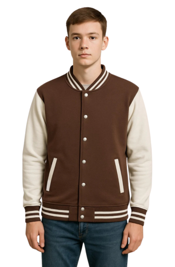 Brown and Cream Baseball Jacket – Classic Retro Style