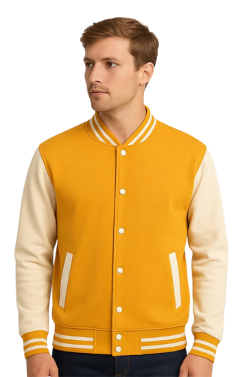 Mustard Yellow Baseball Jacket Online – Varsity Style for Men
