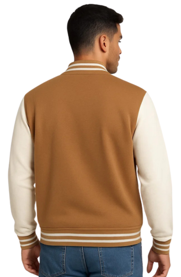 Camel Brown & Off-White Baseball Jacket