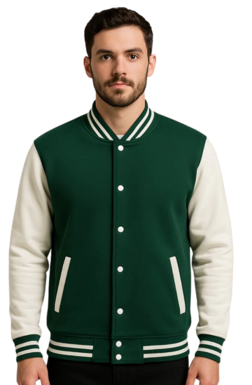 Green Baseball Jacket  – Comfortable Sleeves & Classic Fit