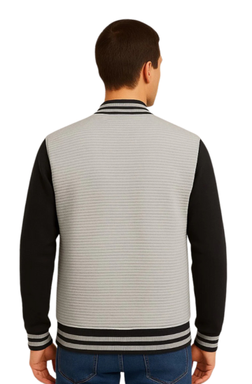 Mens Black and Grey Baseball Jacket – Best Textured Style