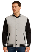 Mens Black and Grey Baseball Jacket – Best Textured Style