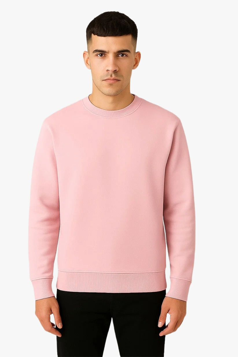 Pink Crewneck Sweatshirt, Men's Everyday Comfort, Soft Knit