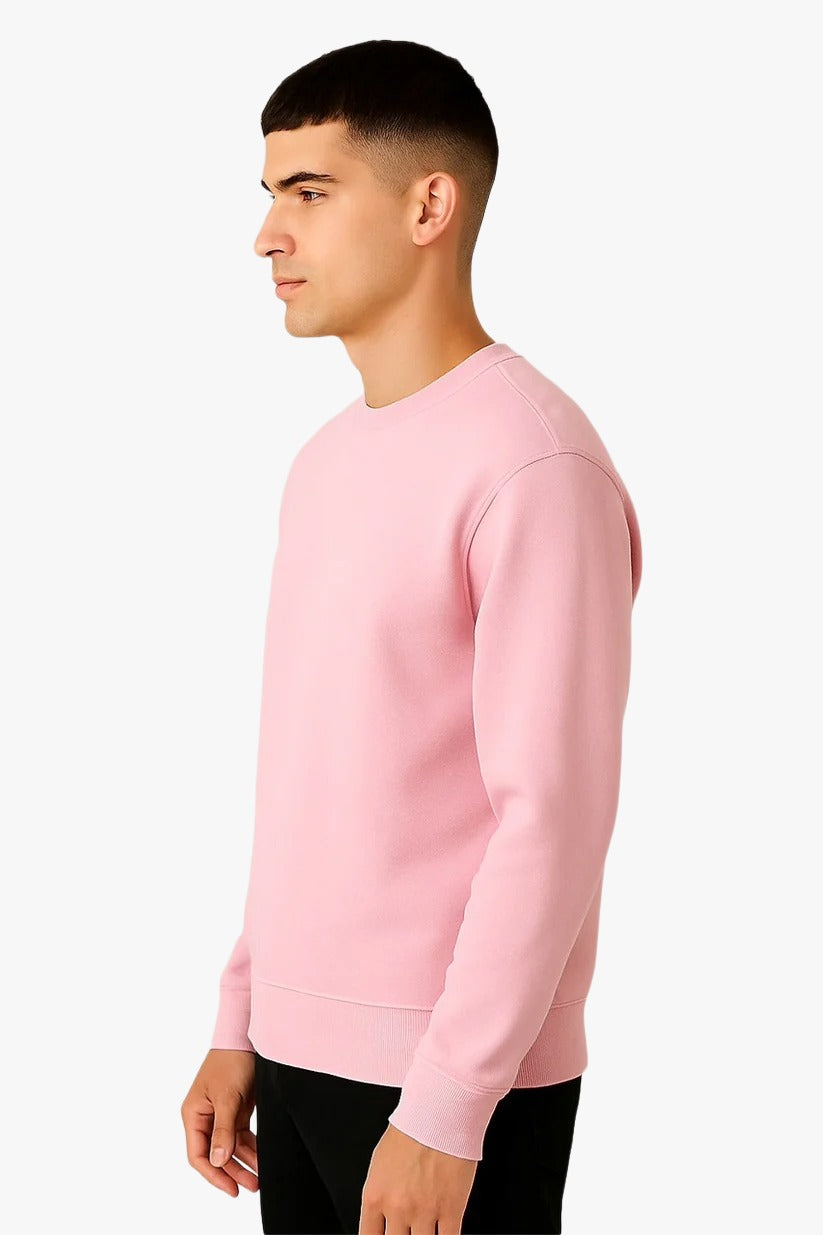 Pink Crewneck Sweatshirt, Men's Everyday Comfort, Soft Knit