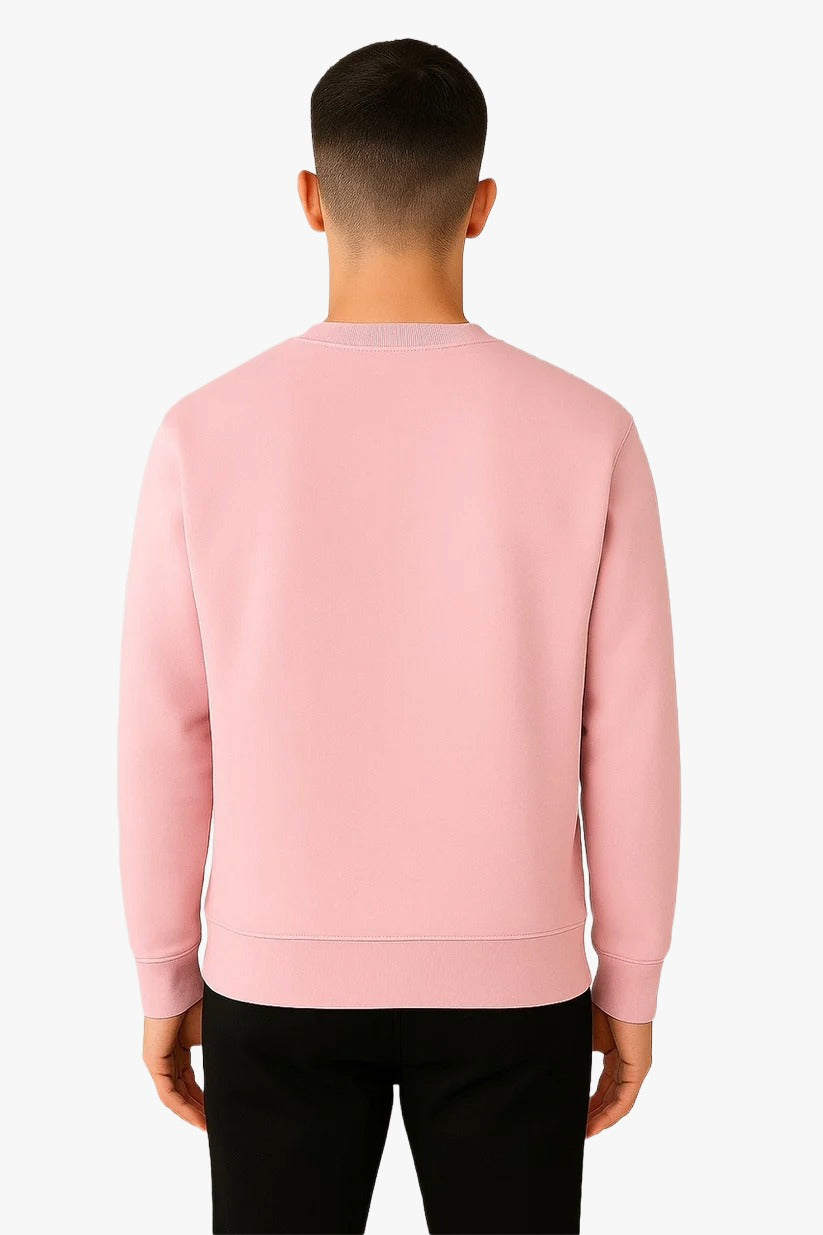 Pink Crewneck Sweatshirt, Men's Everyday Comfort, Soft Knit