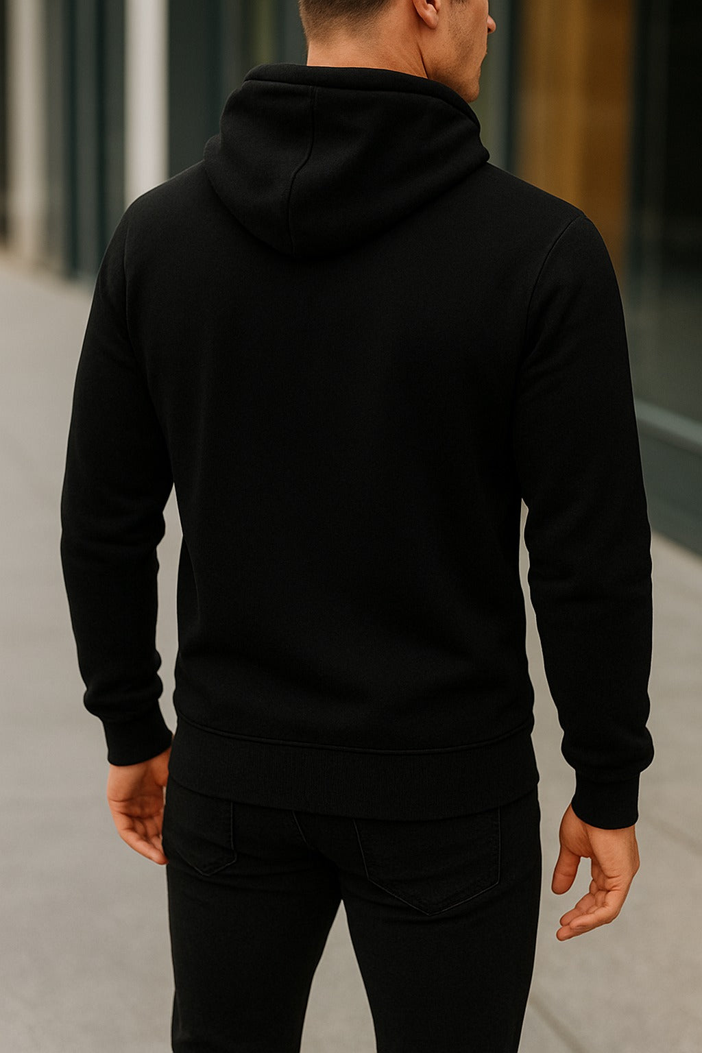 Men’s Premium Black Casual Hoodie – Soft Cotton Blend | Modern Streetwear Pullover